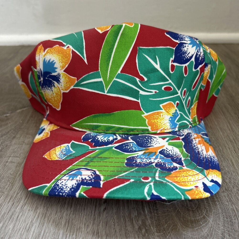 San Sun Snapback Hat Floral Flower Tropical Cap OSFA Deadstock Vintage One Size